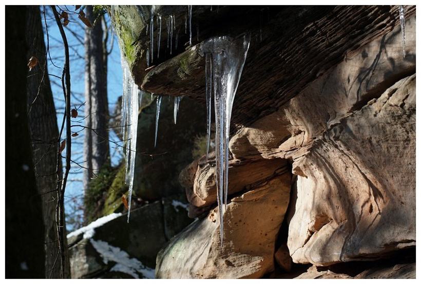 Pfalz Kippkopffelsen Eis und Schnee